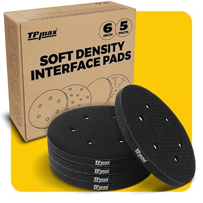 5 Pack 6 Inch Sanding Interface Pads, Hook and Loop - 6 Inch Soft Density Sponge Cushion Buffer Backing Pads with 6-Hole Foam Interface Pads for Orbital Sander Woodworking
