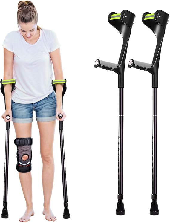 ENLUNTRA Forearm Crutches for Adults(1 Pair),Adjustable Arm Crutch with Elbow Strap,Portable and Foldable Crutches for Walking