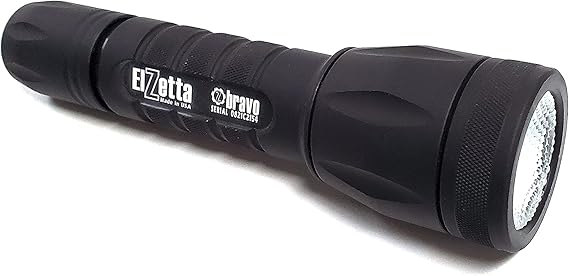 Elzetta Bravo B-142: 2Cell Flashlight with Standard Bezel Ring, High Output AVS Head, Flood Optic, and Click Tailcap (6000K)