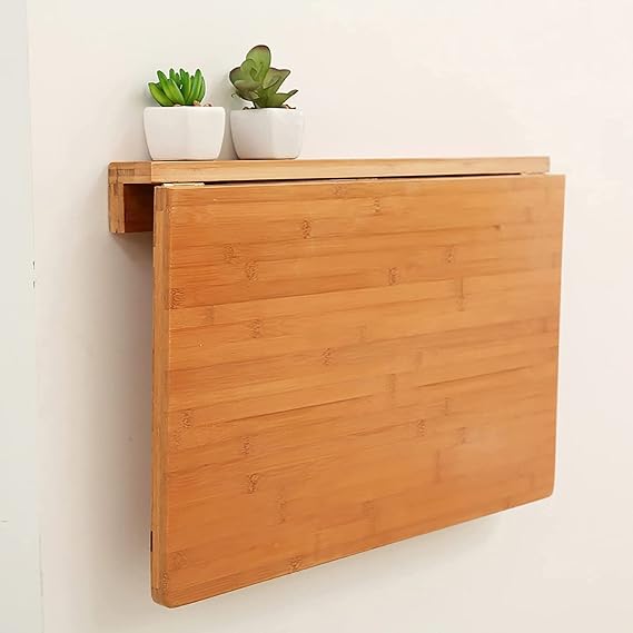 Wall Desk,Mounted Floating Table, Folding Desks ,Drop Leaf Dining Table for Kitchen Fold Down Laundry Shelf ,for Small Spaces, Bar, Computer, Laptop(Wood color-60 * 40cm/23.6 * 15.8in)