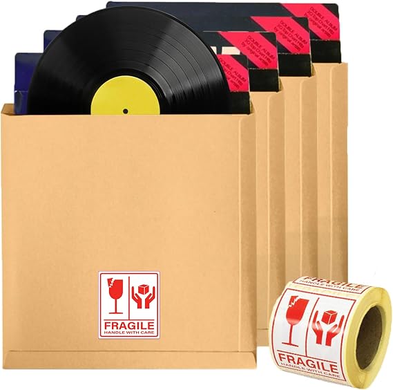 12 Inch Vinyl Record Mailers Postage Packaging LP Cardboard Secure 12" Mailer – Strong & Protective Shipping Boxes (5)