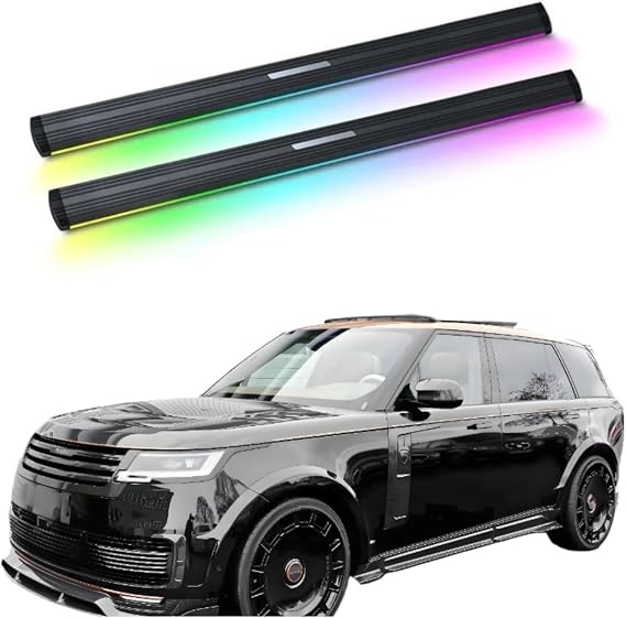 Electric Running Boards with Lights Compatible for Range Rover Long (Iron Bracket) 2013-2022,Retractable Power Side Steps for Trucks & SUVs,Durable Aluminum Step Bars