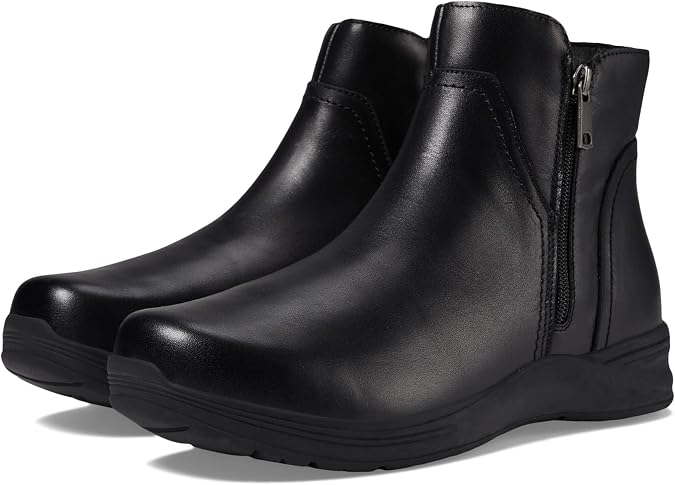 Propet Womens Delphi Round Toe Zippered Casual Boots Ankle Low Heel 1-2" - Black
