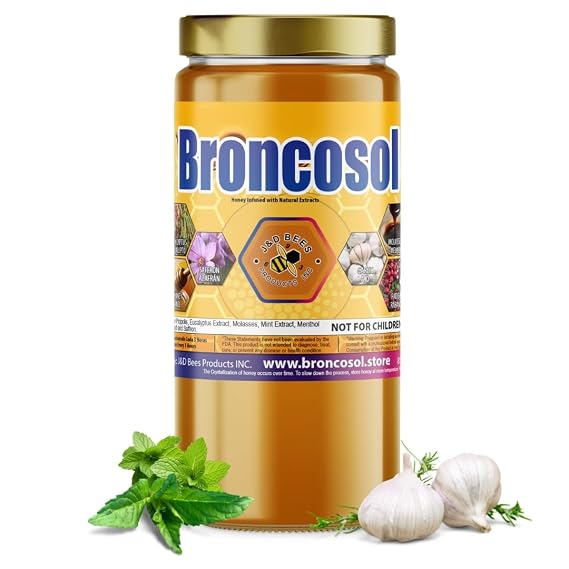 BRONCOSOL MAX Honey Infused with Eucalyptus, Mint, Zaffron, Garlic, Radish, Molasses, Elderberry And Natural Extracts | Smooth & Flavorful Honey, 12oz