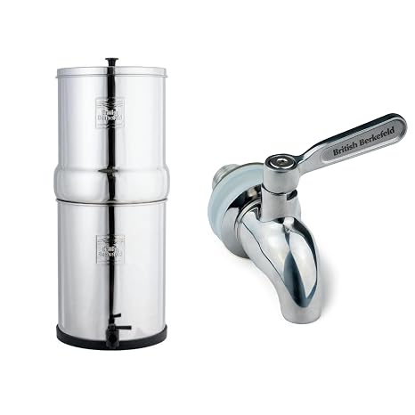 British Berkefeld 6Litre Bundle | Included: 6L Gravity System, 2 Ultra Fluoride Cartridges, Stainless Steel Tap & 6L Stand | Great-Tasting Clean Water