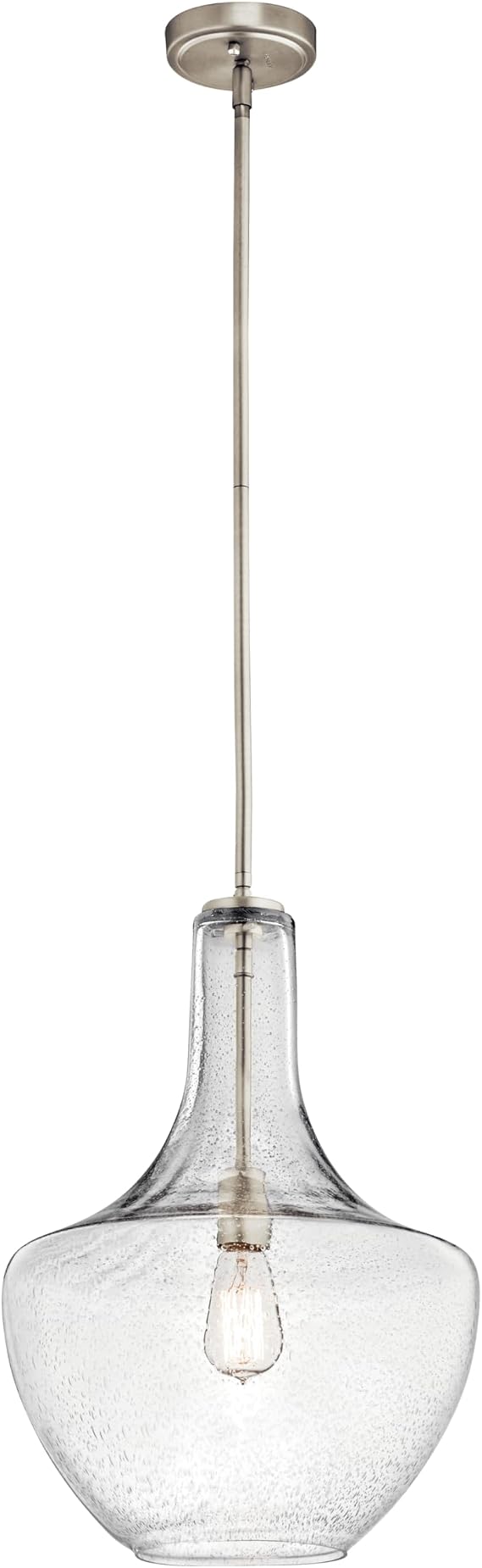 Kichler Everly Bell Pendant Light, Clear Glass, Brushed Nickel