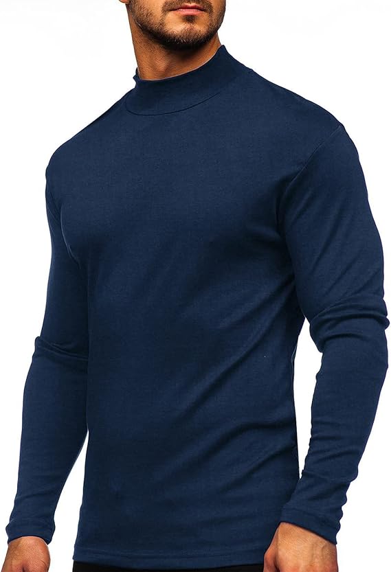 Mens Half Turtleneck Long Sleeve Pullover Basic Designed Stretch Sweaters