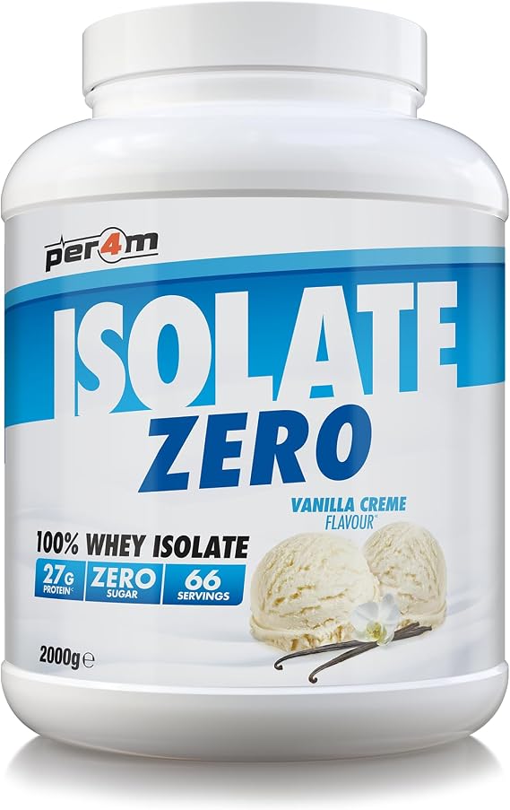Per4m Isolate Zero Premium Whey Protein Powder | Superior Flavour Ultra Filtered + Amino Acids | Fast Absorbing Zero Sugar Gluten Free Shake for Lean Muscle & Recovery (2kg, Vanilla Creme)