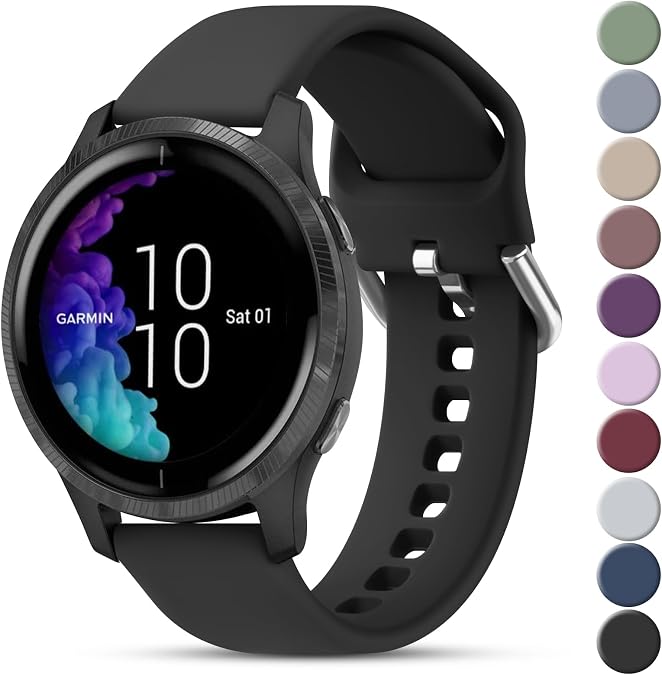 Vanjua Bands Compatible with Garmin Venu 2 Plus / Venu Sq / Venu / Vivoactive 3 Watch Band Women Men, Soft Silicone Sport Replacement Strap for Garmin Vivomove Sport, Vivoactive 3 Music, Forerunner 645 / 245 Music Smart Watch