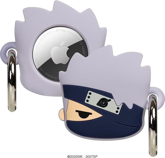 iFace Naruto Shippuden Anime Figure Case [Compatible with Apple AirTag/AirTag 2] Silicone Protective Keychain Cover Holder [Carabiner Clip Included] Kakashi