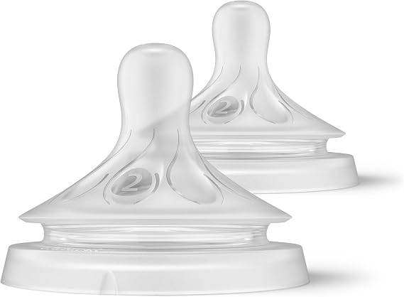 Philips Avent Doğal Tepkili Biberon Emziği, 2’li Paket, 0 Ay+, 2 Numara, Akıtmaz Emzik, Kolik ve Gaz Önleyici, BPA İçermez, SCY962/02