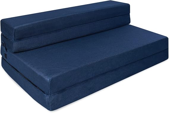Milliard Trifold Mattress and Sofa Bed for Living Room, Sleeping, Camping | Twin XL Size, Folding Chair Bed with Washable Cover, Floor Couch for Adults, Convertible Sleeper Chair