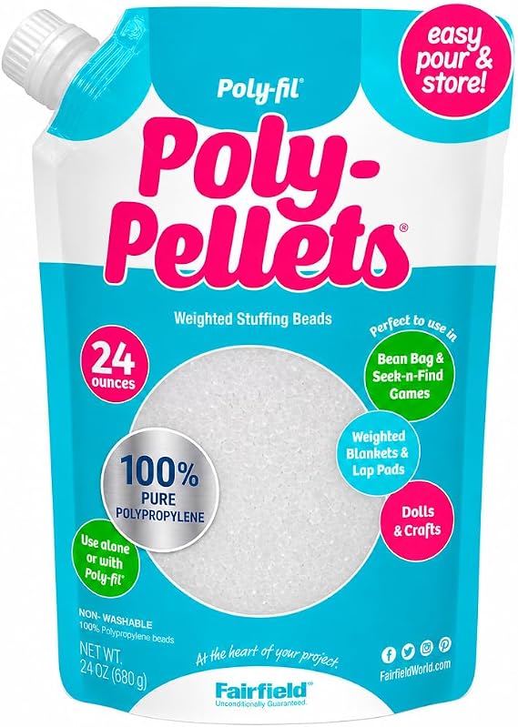 Fairfield Poly-Fil Poly-Pellets, Premium Polyester Weighted Stuffing Beads, Stuffing for Stuffed Animals, Toys, Bean Bags, Weighted Blankets, and More, 24-Ounce Bag