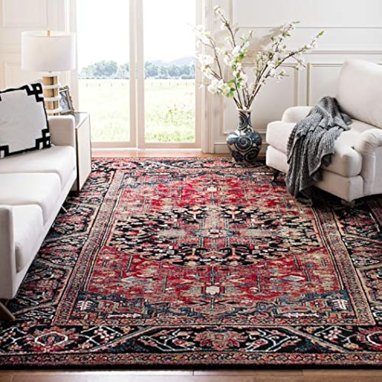 SAFAVIEH Vintage Hamadan Collection Area Rug - 9 x 12, Red & Multi, Oriental Traditional Persian Design, Non-Shedding & Easy Care, Ideal for High Traffic Areas in Living Room, Bedroom VTH215A