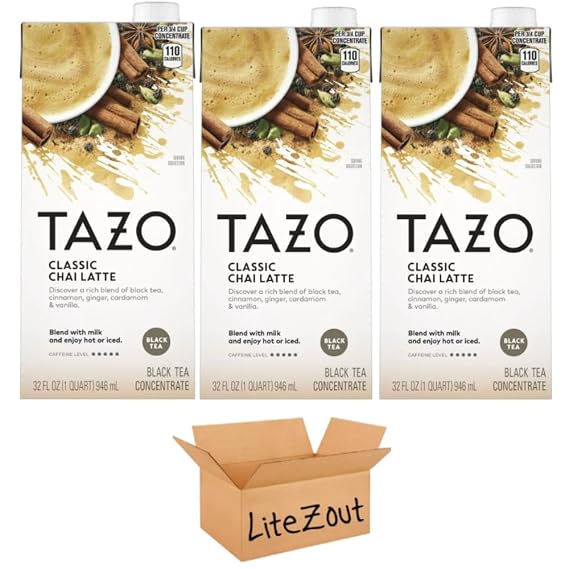 LiteZout Classic Chai Latte Black Tea Concentrate, 32 oz (3 pack), by