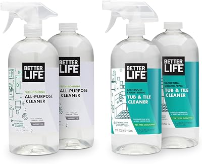 Better Life All Purpose Cleaner Unscented 32 Oz Pack of 2 & Tub and Tile Cleaner 32 Oz Pack of 2
