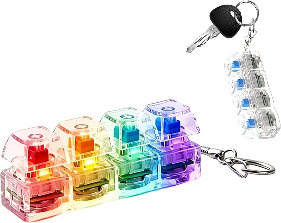 Klavye Fidget Oyuncak Işıklı | Anahtarlık Fidget Stres Giderici Duyusal Oyuncak | Tıklamalı veya Sessiz Klavye Tıklama Fidget'ı | Ev Sınıfı Toplantısı İçin Okul İç Mekan Seyahat Ofis Partisi