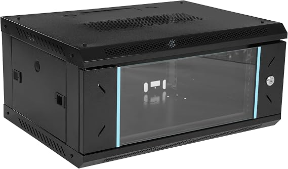 4U Network Server Data Cabinet Rack,Wall Mount Network Server Cabinet Enclosure Rack Black W/Lock Door (4U,23.62 * 17.72 * 9.45In)