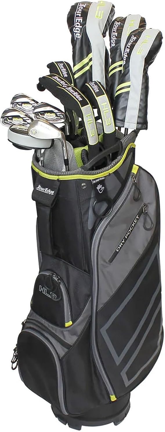 Tour Edge HL3 to-Go Mens Complete Golf Set Reg Flex-Graphite-RH, Black/Grey/Green, Regular, HKSRGR10.B