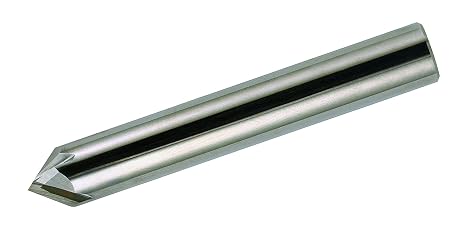 Bassett MCH-4R Series Solid Carbide End Mill, Uncoated (Bright) Finish, 4 Flute, 90 Degrees Profile Angle, Chamfer End, 0.425" Cutting Length, 3/8" Cutting Diameter, 2-1/2" Length (Pack of 1)