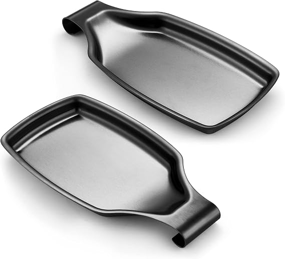 E-far Spoon Rest Set of 2, Stainless Steel Spoon Rest for Stove Top, Black
