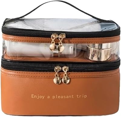 Portable Washing Bag Big Capacity Makeup Bags Waterproof Travel Storage Bag Travel Handbag Cosmetic Storage BagBrown