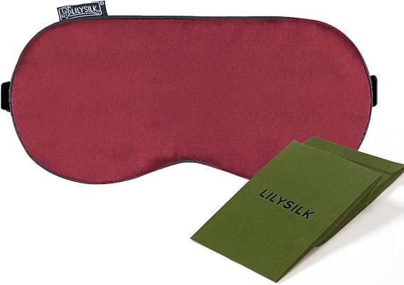 LILYSILK 1 pc 100% Silk Sleep Mask-Blindfold with Elastic Strap, Soft and Comfortable Night Eye Mask for Men Women, Eye Blinder Red