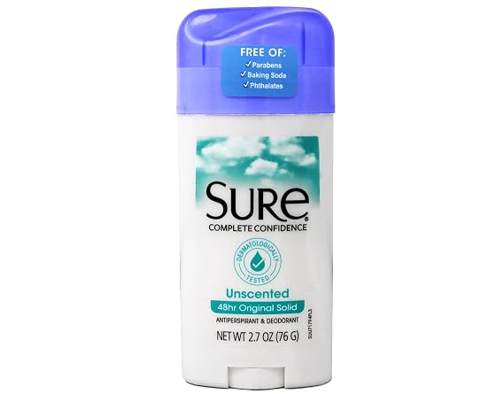 Sure Original Solid Unscented, Anti-Perspirant Deodorant 2.70 oz (Pack Of 1)