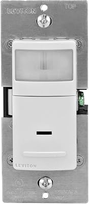 Leviton Decora Motion Sensor In-Wall Switch, Auto-On, 2.5A, Single Pole, IPS02-1LW, White