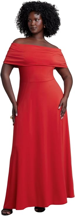 ELOQUII Off The Shoulder Knit Maxi Dress