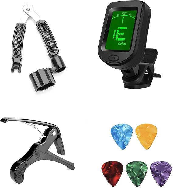 Capo, 3-in-1 Winder Cutter Plier, Tuner, Picks for All Guitars