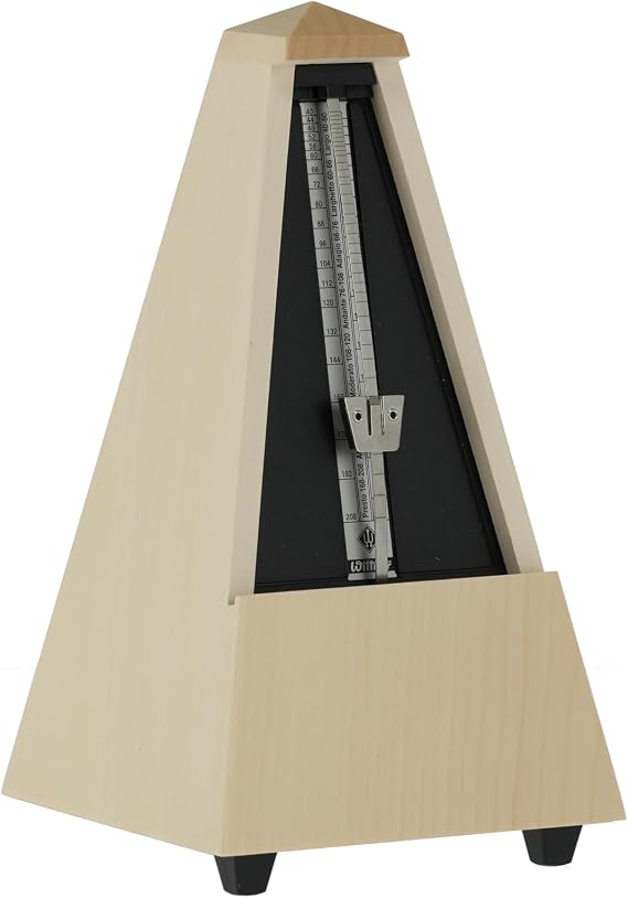Wittner Metronome Taktell Pyramid Shape System Maelzel Series 810 - Solid wood casing - With bell - Matte natural maple - Mechanically wound - No batteries required - Made in Germany