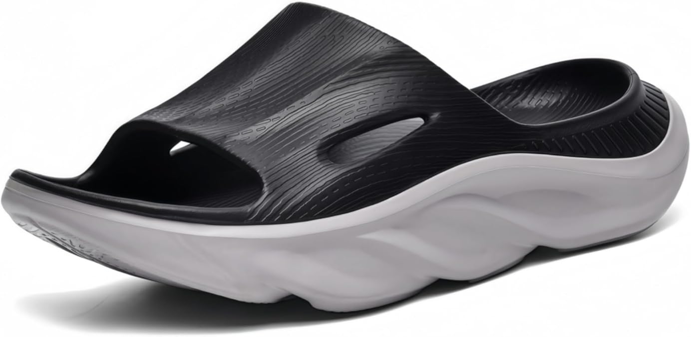 Recovery Slides for Men and Women - Orthopedic Sandals with Arch Support & Thick Cushion, Plantar Fasciitis Slippers, Lightweight Non-Slip Slides for Post-Workout Recovery