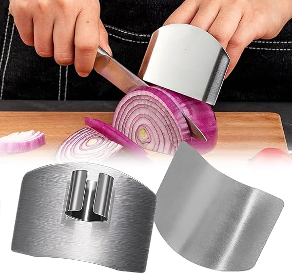 Stainless Steel Finger Guard, 2025 New Finger Protector for Cutting Food, Slicing Tool Finger Protector for Kitchen, Stainless Steel Finger Protector for Cutting, Chopping, Dicing, Slicing (2pcs)