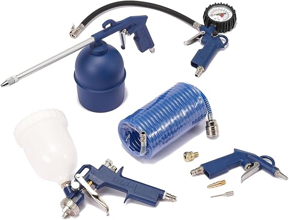 Air Compressor Accessories Tool kit Garage 8 Piece Compressed Air Set（All Blue