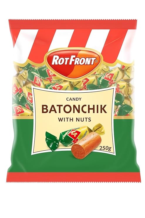 Krasnyi Oktyabr Batonchik Rot Front With Nuts 250g/8.8oz Imported Gourmet Russian Candy Bars by UNICONF