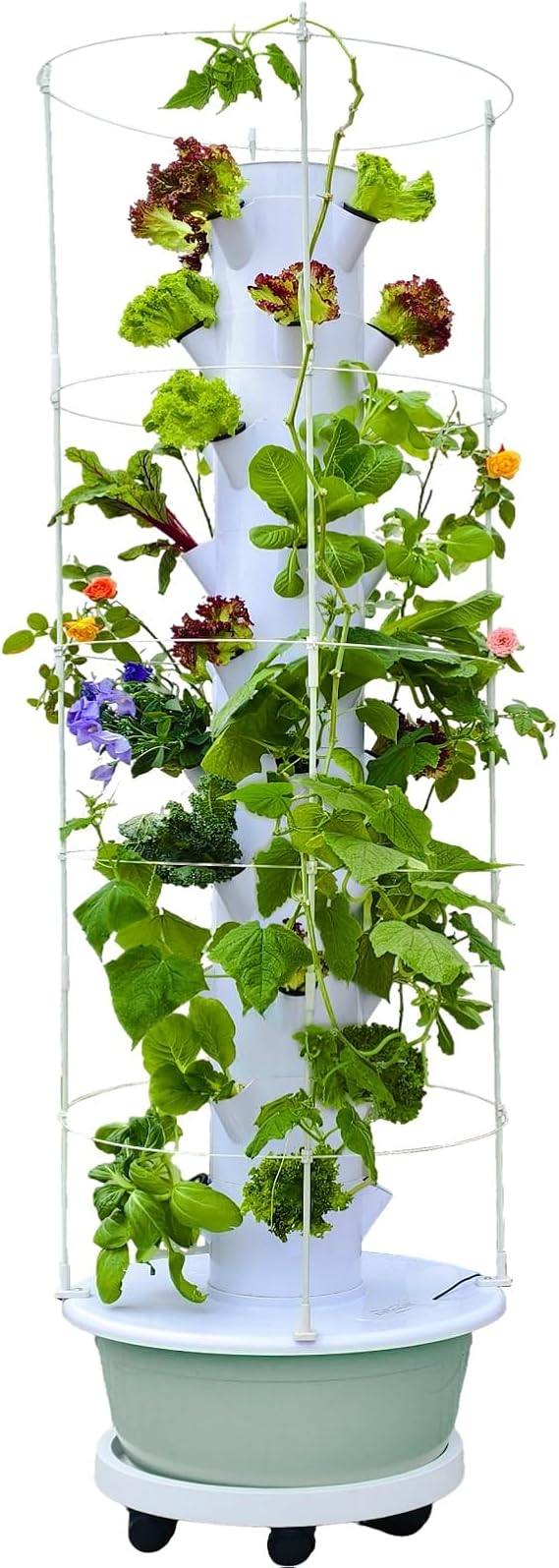 Hydroponic Growing System, 40-Pod Vertical Tower with Trellis & Timer