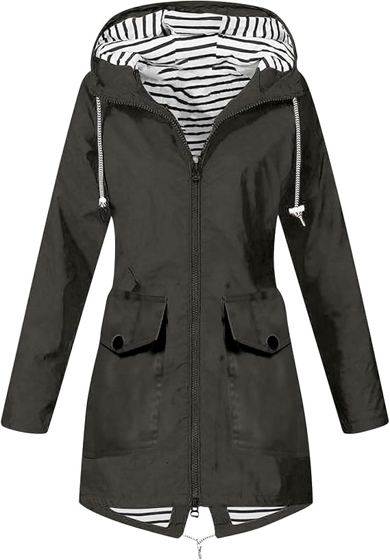 NaRHbrg Women Hooded Raincoat Jacket Lightweight Outdoor Rain Jacket