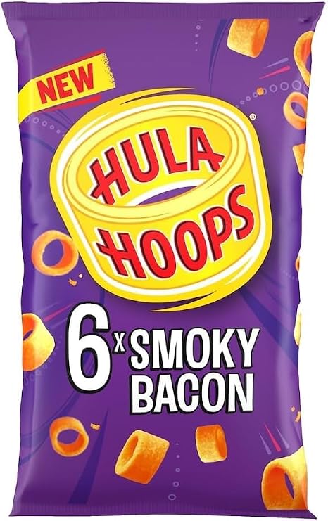 Hula Hoops Multipack Crisps – 6 x 24g Bags | Crunchy Potato Rings Snack | Family Pack (Smoky Bacon Multipack Crisps 6x24g)