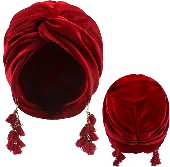 Women Turban,Cozy Polyester Velvet Turban Hats,Indian Turbans Hats Head Wraps Beanie,African Cap for Women