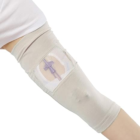 Care+Wear - Long PICC Line Cover (XX-Small, Slate) - For Patients with PICC Lines - Upper or Lower Arm Coverage - Enhanced PICC Line Security - Comfortable Daily Wear, Convenient Mesh Window