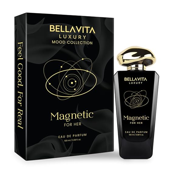 Bellavita Luxury Magnetic for her Eau de Parfum | 100 ml (3.4 fl.oz.) | Perfume for Women | Floral-Gourmand, Cassis, Rose, and Caramel Notes | Long Lasting Women's Day Special Fragrance