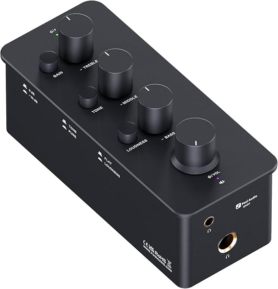 Fosi Audio SK01 Headphone Amplifier Equalizer Preamp with Bass Midrange Treble Tone Control and Loudness Compensation Portable Class A Analog Amp for Electric Guitar Instrument with 3.5mm 6.35mm Jacks