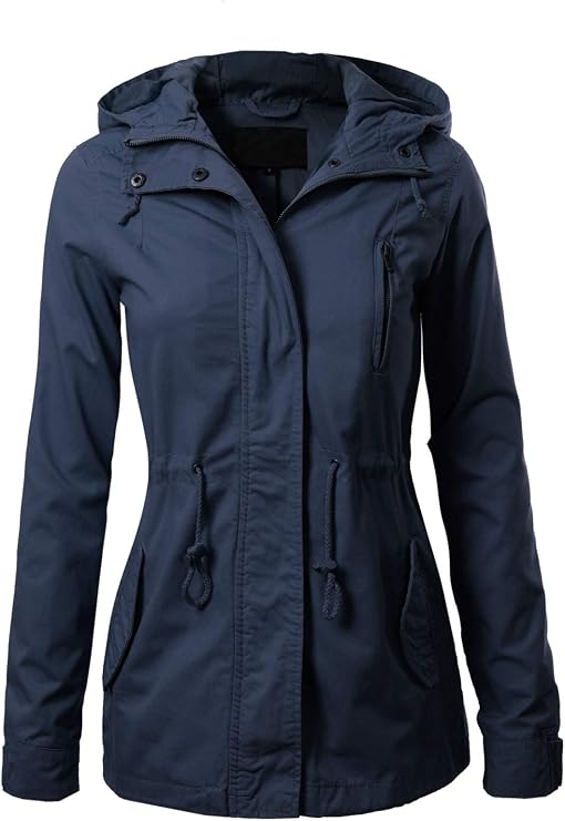 MixMatchy Women's Utility Anorak Jacket Lightweight Hooded Safari Coat