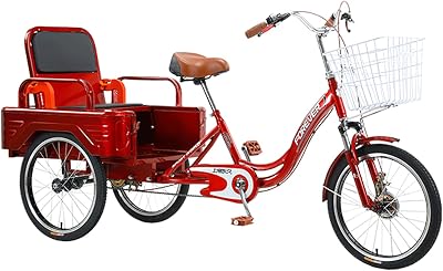 Three Wheel Bike Adult Tricycle Adjustable Backrest Seat Three Wheel Bike Cargo Basket Trike Bike Bicycle for Recreation Shopping Mens Womens Bike Cycling Pedalling