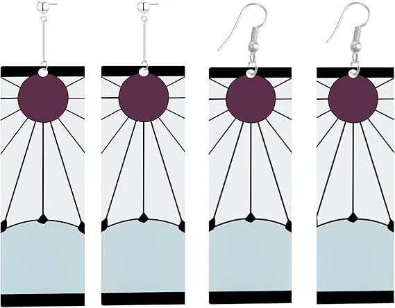 Demon Blade Charcoal Jiro Earrings, Women's, Men's, Demon Blades, Cosplay Earrings, Flower Cards, Earrings, Jewelry, Clearance, 2 Pairs