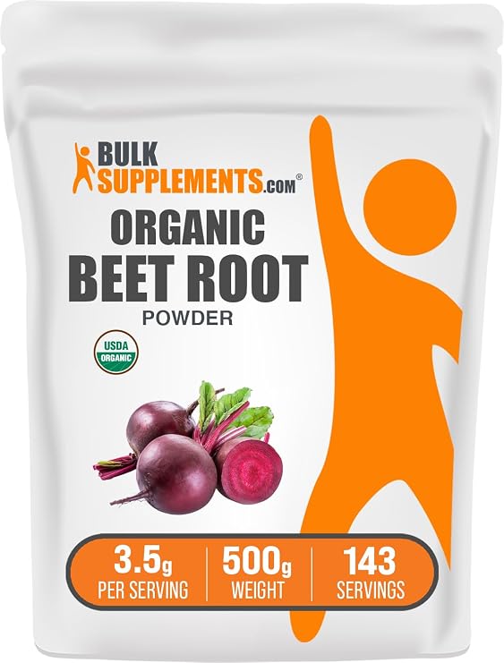 Organic Beet Root Powder - Superfood Supplement, Beet Root Supplements - Vegan & Gluten Free, 3.5g per Serving, 500g (1.1 lbs) (Pack of 1)