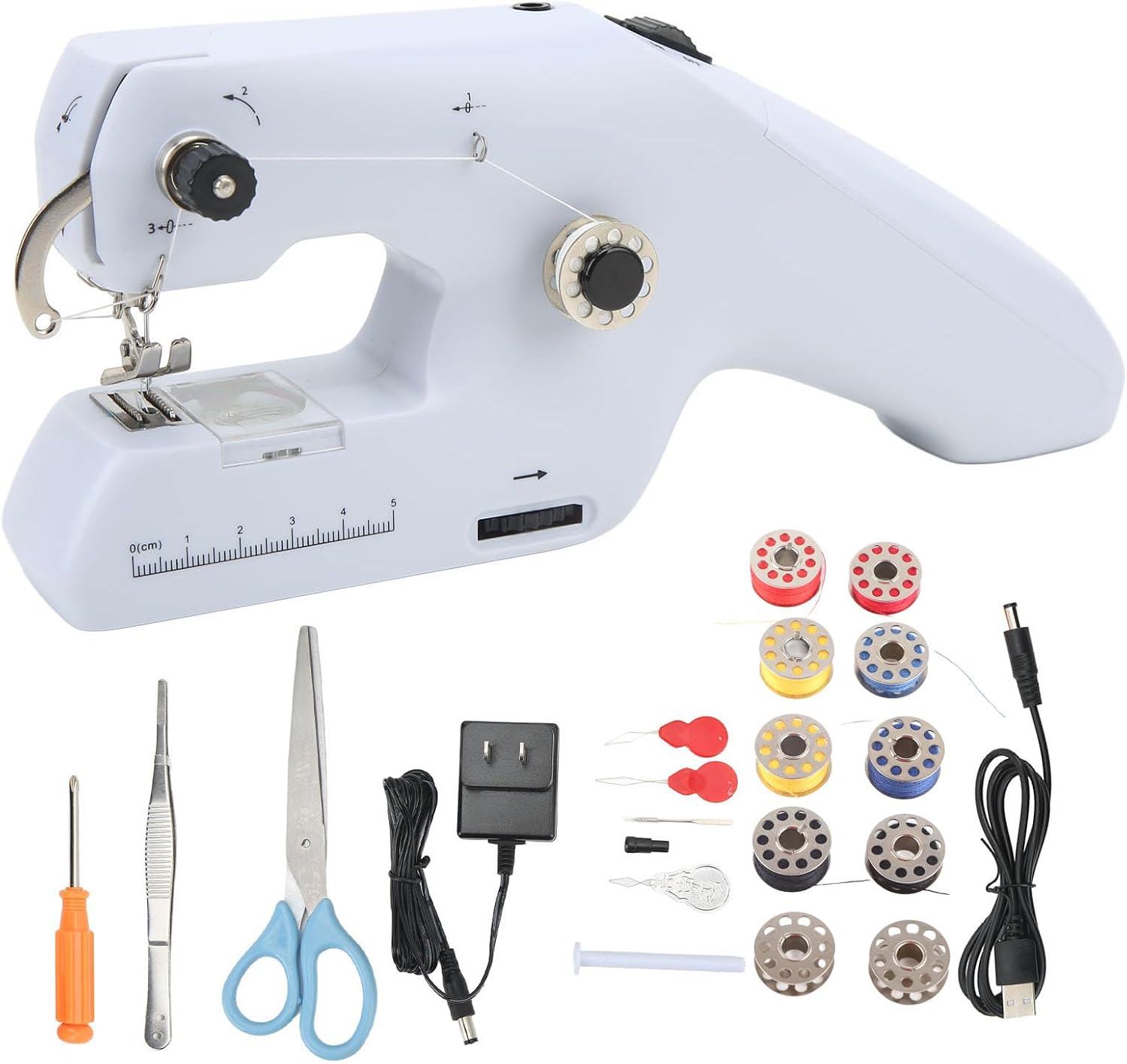 Handheld Sewing Machine, Portable Mini Electric Dual Line Sewing Machine for Beginners, Handheld Sewing Machine for Cloth Clothing, Home DIY, Crafts