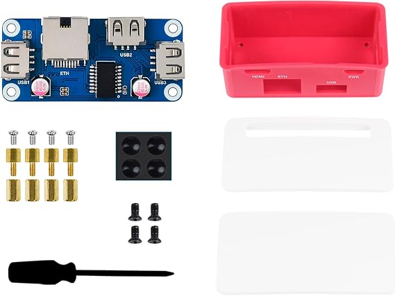 Ethernet/USB HUB HAT Board with ABS Case for Raspberry Pi Zero 2 W/Zero 2WH, with 3X USB Ports, Compatible with USB 2.0/1.1 and 1x RJ45 Ethernet Port 10/100M Auto-Negotiation