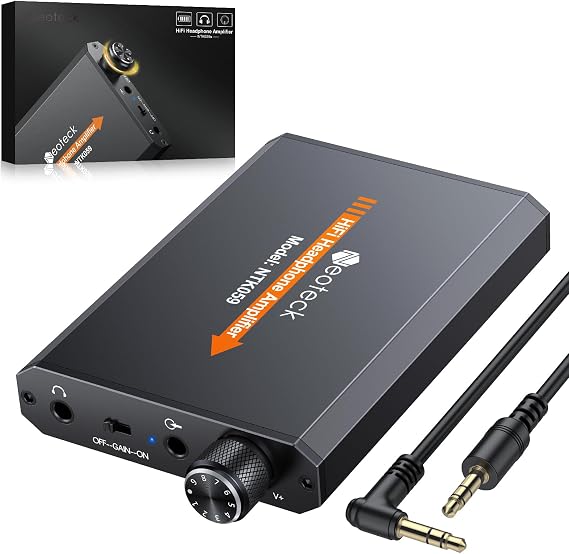 Neoteck 3.5mm Headphone Amplifier Two Stage Gain Switch Portable HiFi Headset Amplifier Aluminum Matte Finish